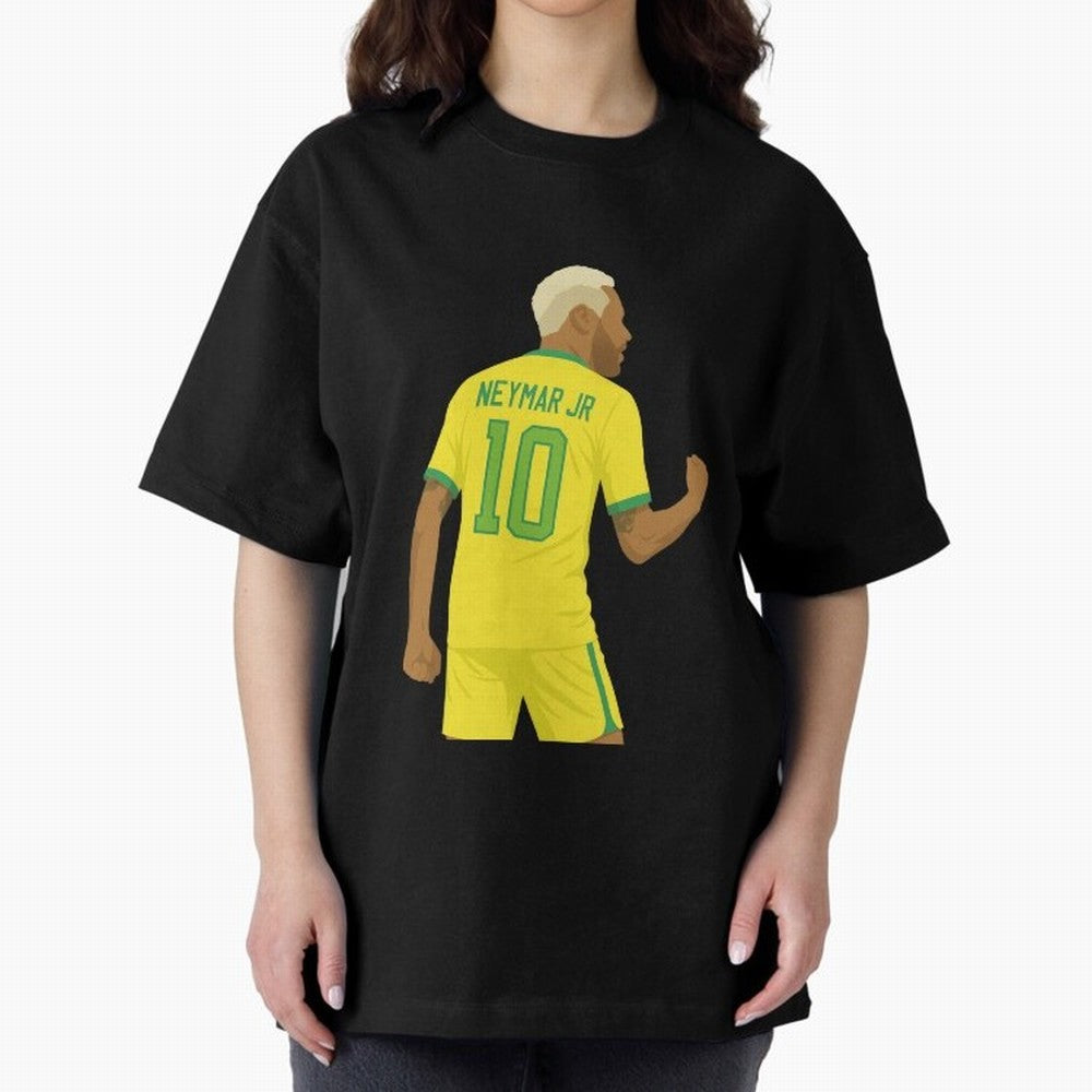 Neymar Jr in Yellow Glory Sticker Oversized T-Shirt Honor the Football Icons of Match Day Hype around FIFA World Cup 2026 USA Canada Mexico, Messi, England, Football Passion, Legendary Performances, Festival Vibes and Supporter Community; Great for