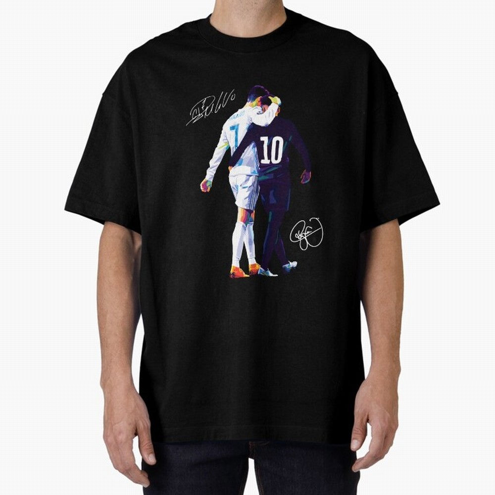 Cristiano Ronaldo and Neymar Jr Wpap Art Oversized T-Shirt Celebrate Global Football Passion for FIFA World Cup 2026 USA Canada Mexico, Filled with Messi and Cristiano Ronaldo, England, Championship Spirit, Famous Goals, Roaring Crowds and