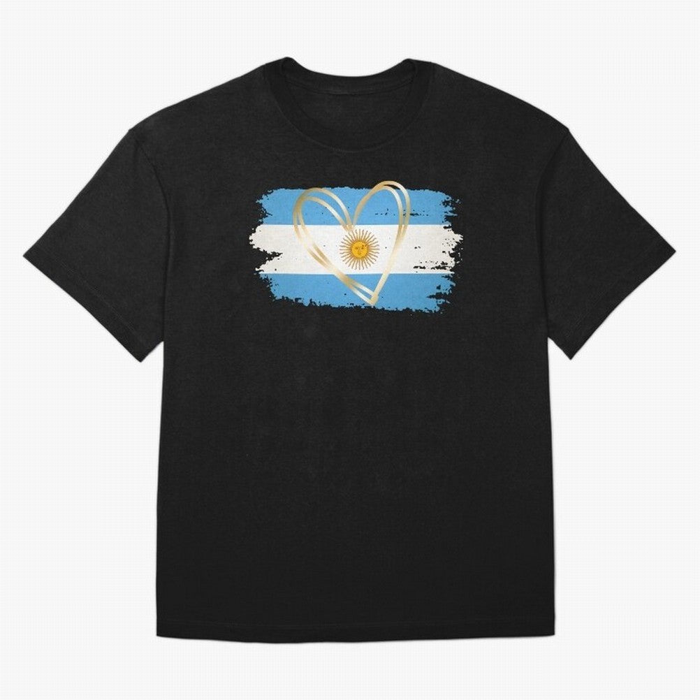 ARGENTINA FLAG WITH GOLDEN HEART Classic T-Shirt Join FIFA World Cup 2026 Group Stage for Fans of Messi and Cristiano Ronaldo and Argentina, Bringing Classic Soccer Heritage, Championship Pressure, Fan Loyalty and International Pride; Perfect for