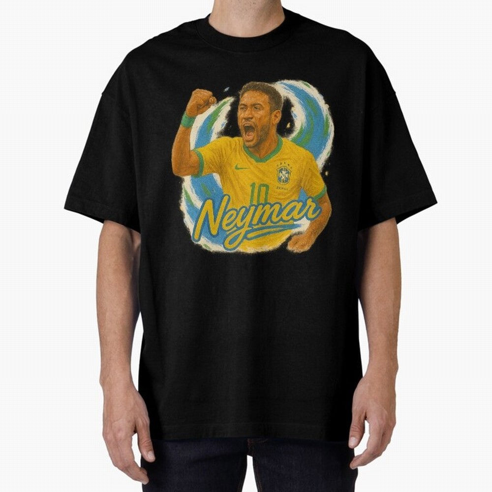Neymar Brazil Art ¨C Dynamic Football Superstar Tribute Design	 Oversized T-Shirt Feel the FIFA World Cup 2026 Journey through CR7 Highlights, Germany Pride, Classic Soccer Heritage, Championship Pressure, Fan Loyalty and International Pride;