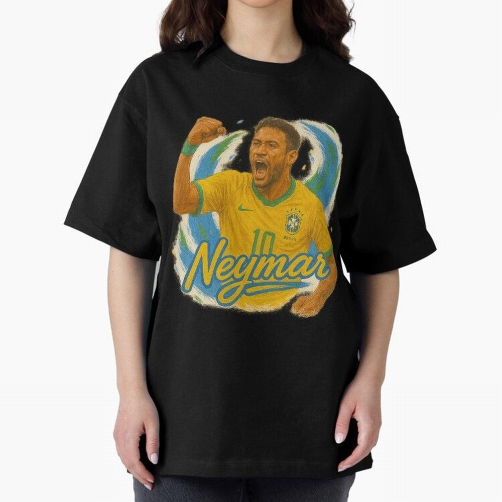 Neymar Brazil Art ¨C Dynamic Football Superstar Tribute Design	 Oversized T-Shirt Feel the FIFA World Cup 2026 Journey through CR7 Highlights, Germany Pride, Classic Soccer Heritage, Championship Pressure, Fan Loyalty and International Pride;