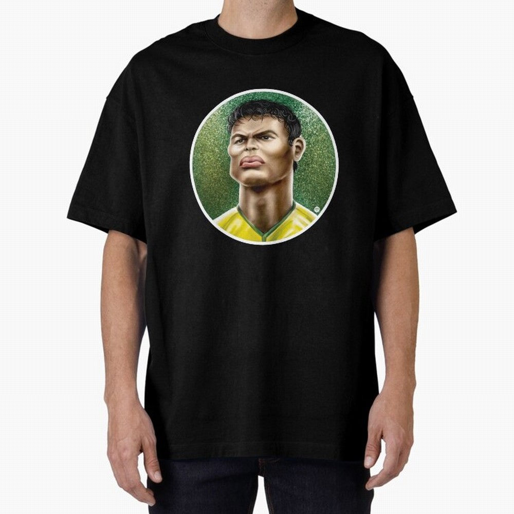 Footballicature : Thiago Silva Classic T-Shirt Celebrate National Team Dreams in Match Day Hype around FIFA World Cup 2026 Group Stage, Neymar, Argentina and Brazil, Championship Spirit, Famous Goals, Roaring Crowds and International Football