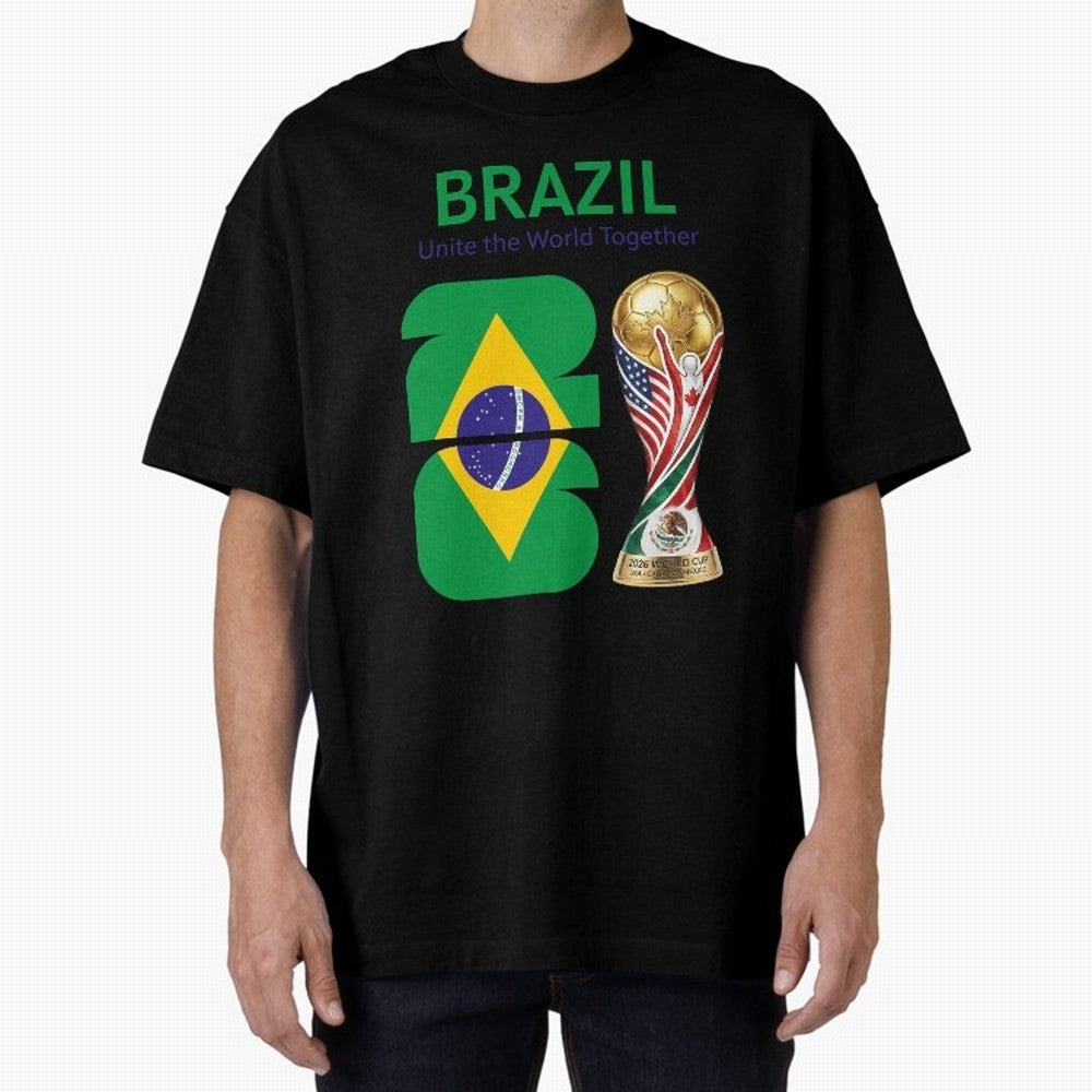 World Cup 2026, IMG 018, BRAZIL 002 Oversized T-Shirt Relive Legendary Nights from FIFA World Cup 2026 Group Stage Spirit, Made for Spain, Mbappe, Tournament Hype, Historic Matchups, Family Viewing Parties and Global Sports Pride; Ideal for