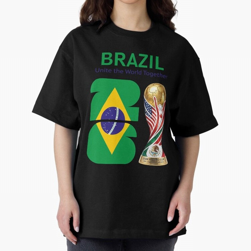 World Cup 2026, IMG 018, BRAZIL 002 Oversized T-Shirt Relive Legendary Nights from FIFA World Cup 2026 Group Stage Spirit, Made for Spain, Mbappe, Tournament Hype, Historic Matchups, Family Viewing Parties and Global Sports Pride; Ideal for