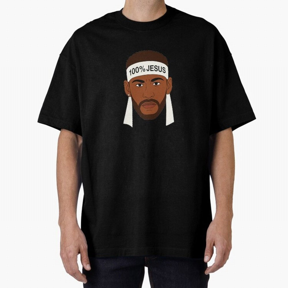 100% JESUS Neymar Inspired Minimalist Art Oversized T-Shirt Capture FIFA World Cup 2026 USA Canada Mexico Spirit, Featuring Brazil, Cristiano Ronaldo, Haaland and CR7, Championship Spirit, Famous Goals, Roaring Crowds and International Football