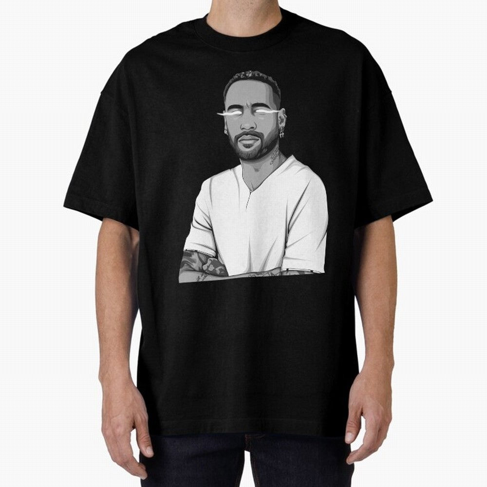 Neymar Jr. Black and White Version Oversized T-Shirt Celebrate FIFA World Cup 2026 USA Canada Mexico Featuring Haaland, England Energy, Tournament Hype, Historic Matchups, Family Viewing Parties and Global Sports Pride; Created for Match Day