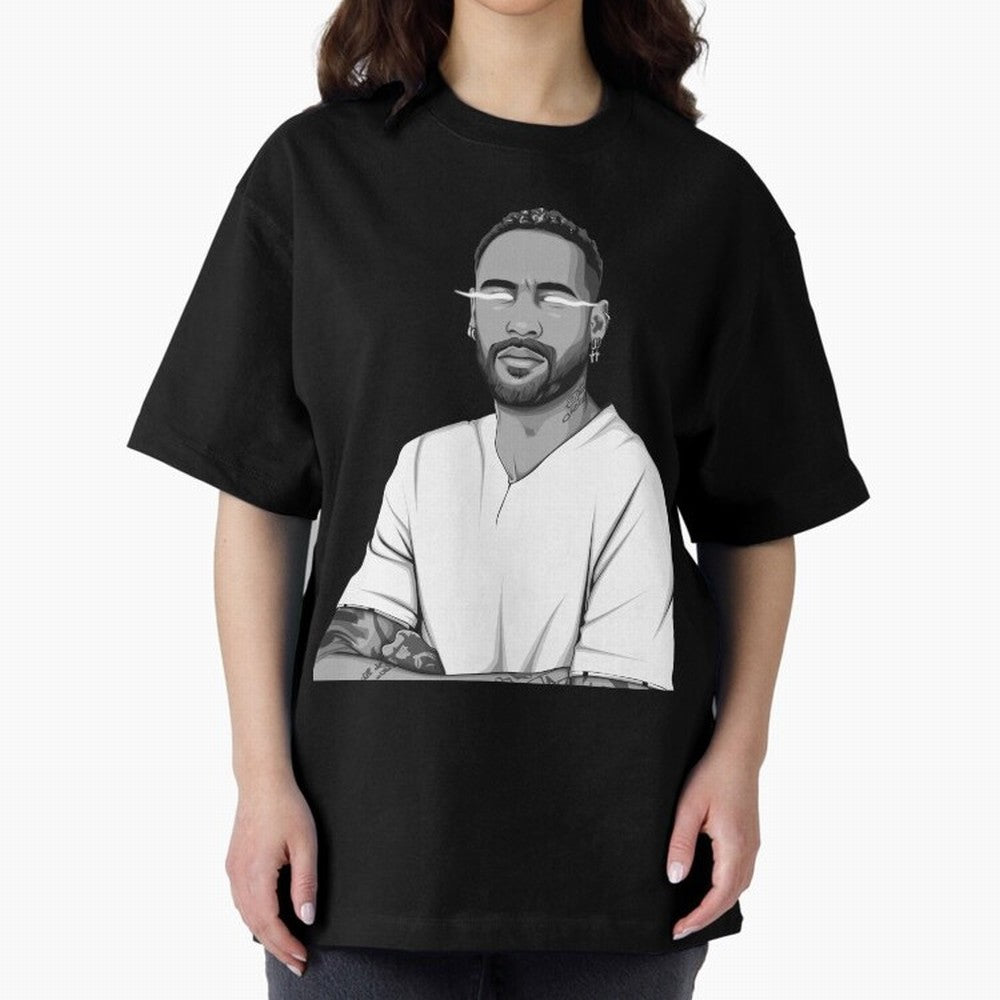 Neymar Jr. Black and White Version Oversized T-Shirt Celebrate FIFA World Cup 2026 USA Canada Mexico Featuring Haaland, England Energy, Tournament Hype, Historic Matchups, Family Viewing Parties and Global Sports Pride; Created for Match Day