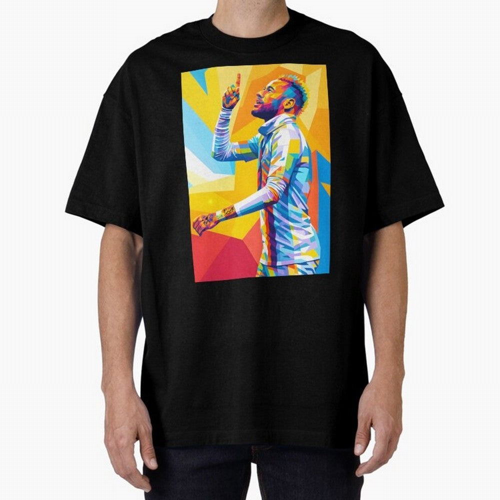 Neymar Pop Art Oversized T-Shirt Back the Journey through FIFA World Cup 2026 USA Canada Mexico for Fans of Messi, CR7 and Mbappe and England, France and Netherlands, Bringing Soccer Culture, Superstar Moments, National Team Dreams and Competitive