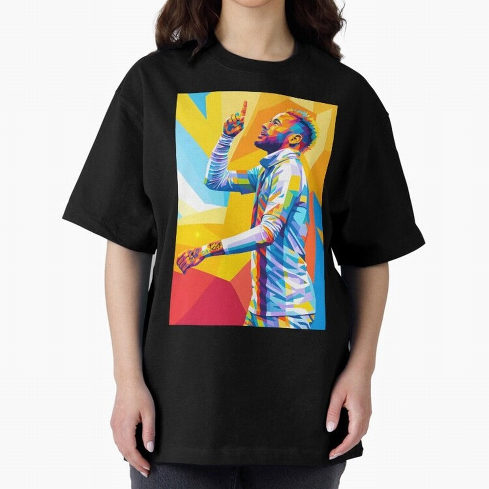 Neymar Pop Art Oversized T-Shirt Back the Journey through FIFA World Cup 2026 USA Canada Mexico for Fans of Messi, CR7 and Mbappe and England, France and Netherlands, Bringing Soccer Culture, Superstar Moments, National Team Dreams and Competitive