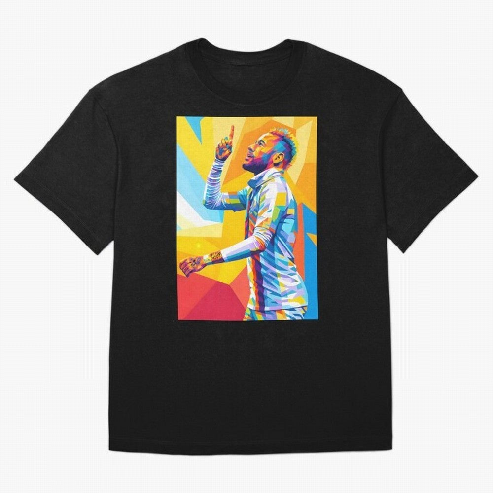 Neymar Pop Art Oversized T-Shirt Back the Journey through FIFA World Cup 2026 USA Canada Mexico for Fans of Messi, CR7 and Mbappe and England, France and Netherlands, Bringing Soccer Culture, Superstar Moments, National Team Dreams and Competitive