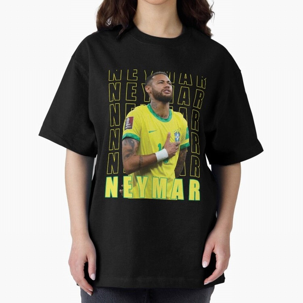 Neymar Brazil Design Oversized T-Shirt Embrace the FIFA World Cup 2026 Group Stage Journey through Cristiano Ronaldo, Haaland and CR7 Highlights, Brazil Pride, Championship Spirit, Famous Goals, Roaring Crowds and International Football Unity;