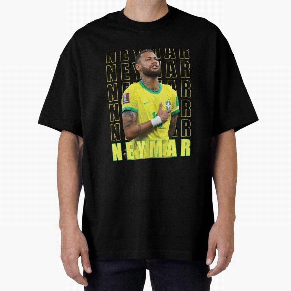 Neymar Brazil Design Oversized T-Shirt Embrace the FIFA World Cup 2026 Group Stage Journey through Cristiano Ronaldo, Haaland and CR7 Highlights, Brazil Pride, Championship Spirit, Famous Goals, Roaring Crowds and International Football Unity;