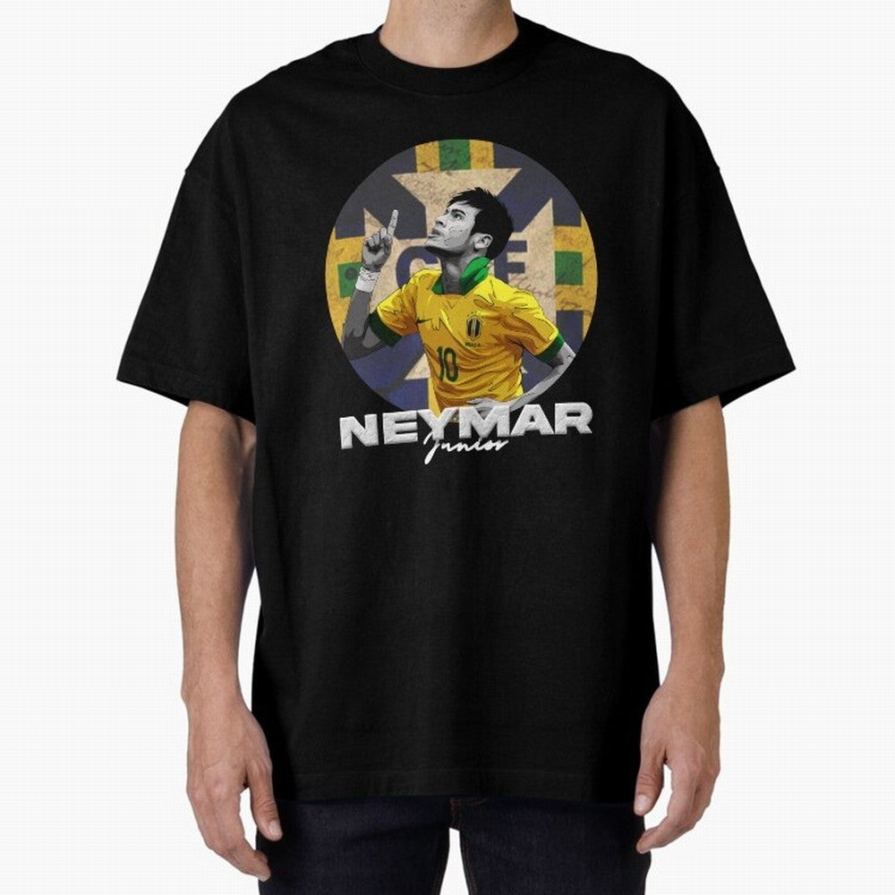 Neymar Junior Oversized T-Shirt Honor Football Greatness during Global Football Passion for FIFA World Cup 2026 Group Stage, Capturing Mbappe, France and Portugal, Global Supporter Spirit, Legendary Goals, National Colors and Tournament