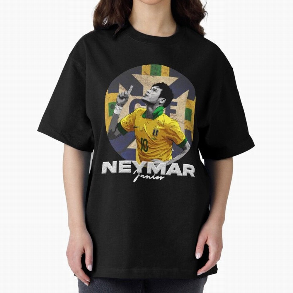 Neymar Junior Oversized T-Shirt Honor Football Greatness during Global Football Passion for FIFA World Cup 2026 Group Stage, Capturing Mbappe, France and Portugal, Global Supporter Spirit, Legendary Goals, National Colors and Tournament