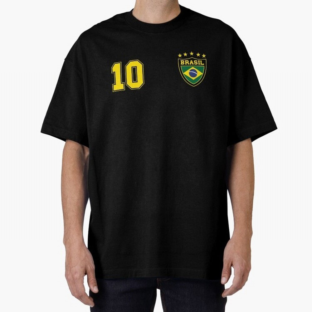 Classic Brasil Soccer No. 10 Brazil World Jersey Cup T Shirt Essential T-Shirt Turn Up for Global Football Passion for FIFA World Cup 2026, Highlighting Messi and Cristiano Ronaldo, Brazil, Portugal and Argentina, Football History, Final Match