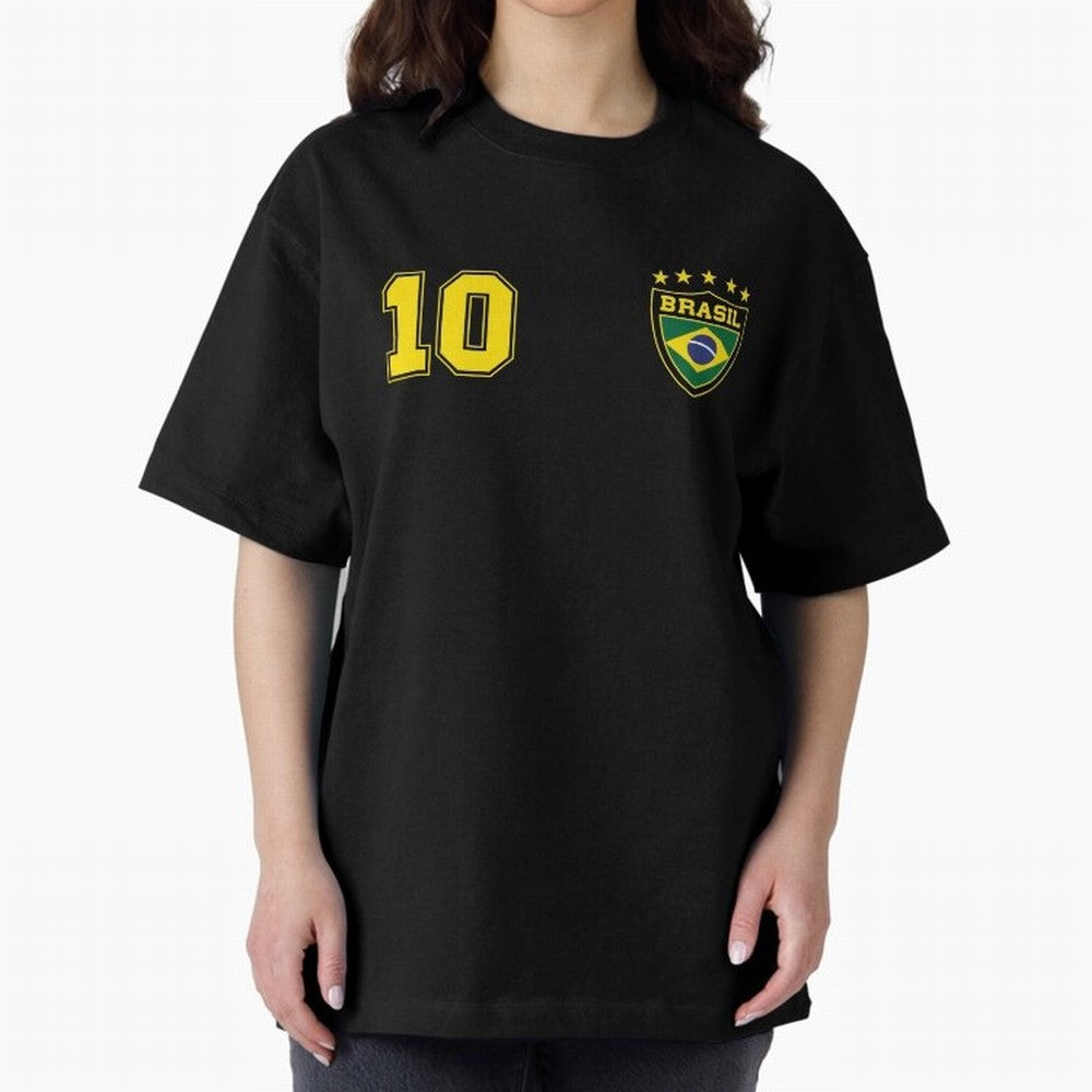 Classic Brasil Soccer No. 10 Brazil World Jersey Cup T Shirt Essential T-Shirt Turn Up for Global Football Passion for FIFA World Cup 2026, Highlighting Messi and Cristiano Ronaldo, Brazil, Portugal and Argentina, Football History, Final Match