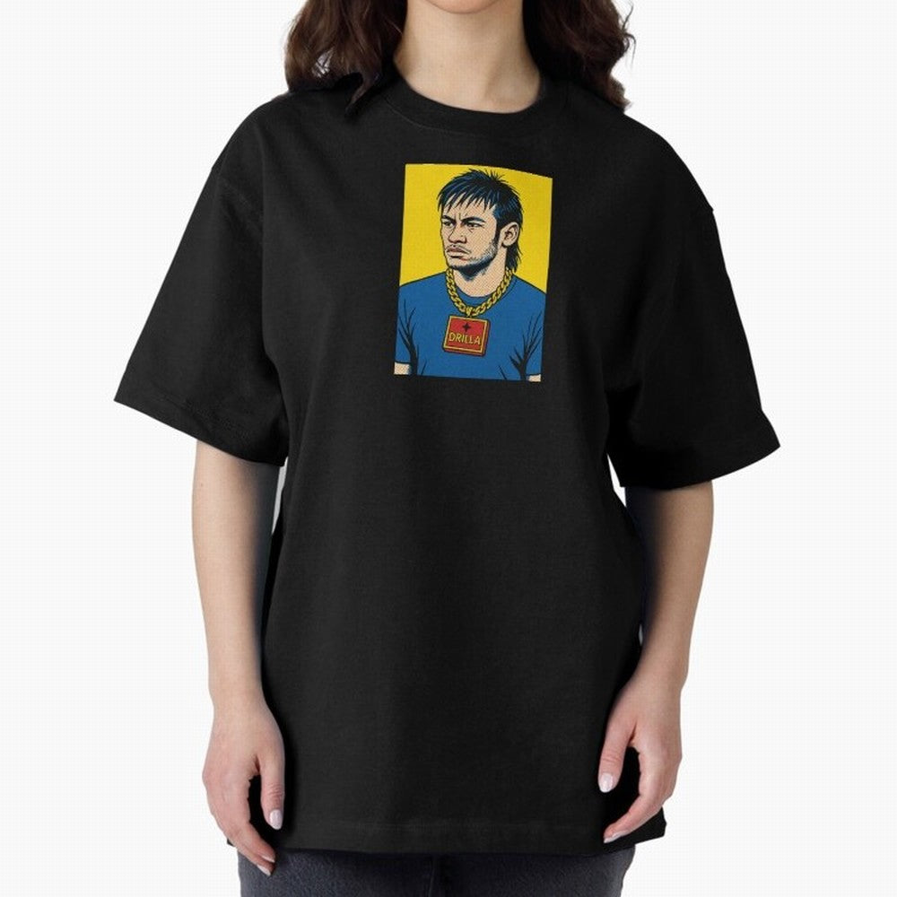 Drilla Clothing Neymar Popart Print T Shirt Oversized T-Shirt Bring Bold Fan Energy to Global Football Passion for FIFA World Cup 2026 Group Stage, Highlighting Haaland and Mbappe, Spain and Netherlands, Football Passion, Legendary Performances,