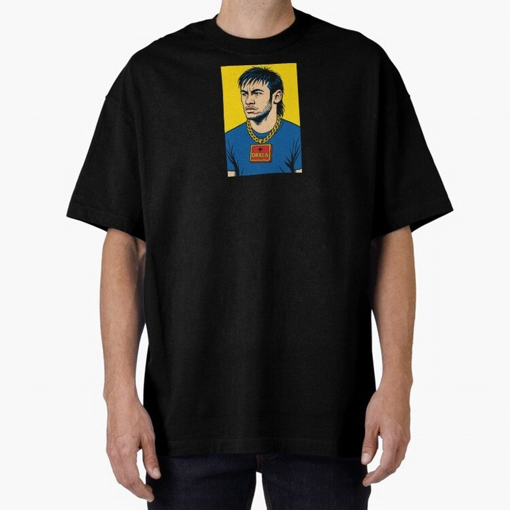 Drilla Clothing Neymar Popart Print T Shirt Oversized T-Shirt Bring Bold Fan Energy to Global Football Passion for FIFA World Cup 2026 Group Stage, Highlighting Haaland and Mbappe, Spain and Netherlands, Football Passion, Legendary Performances,