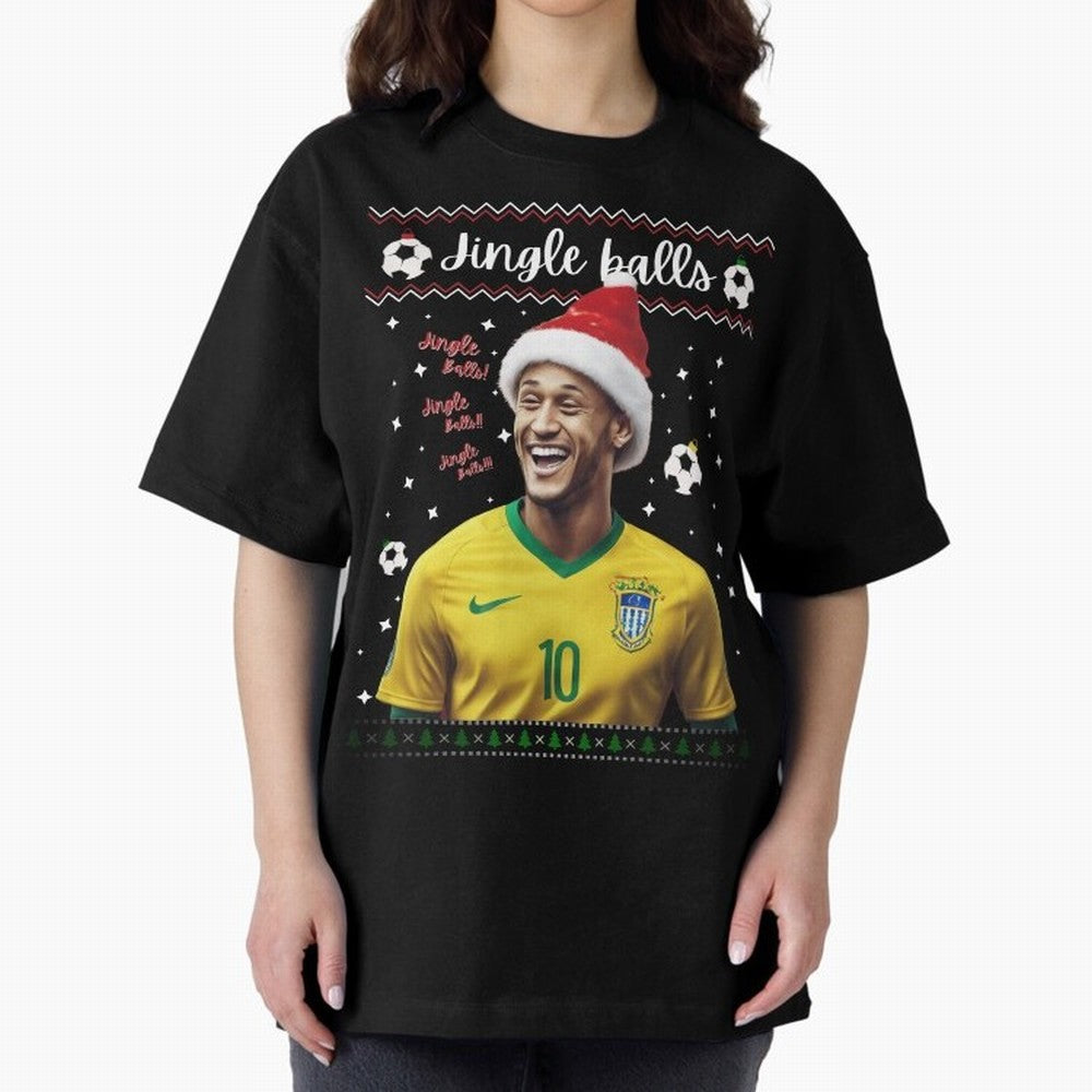 Jingle Balls Christmas Football Fan Art with Santa Neymar Active T-Shirt Back the Journey through FIFA World Cup 2026 Group Stage Spirit, Filled with Portugal, Spain and Germany, Haaland and Mbappe, Match Day Excitement, Supporter Culture, Golden