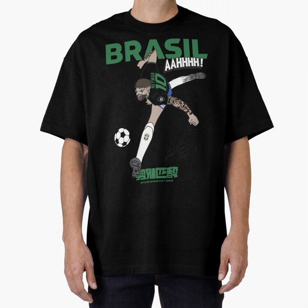 NEYMAR BRAZIL Oversized T-Shirt Celebrate Fan Culture around the FIFA World Cup 2026 Journey through Cristiano Ronaldo Highlights, France and Portugal Pride, Championship Spirit, Famous Goals, Roaring Crowds and International Football Unity; Ideal