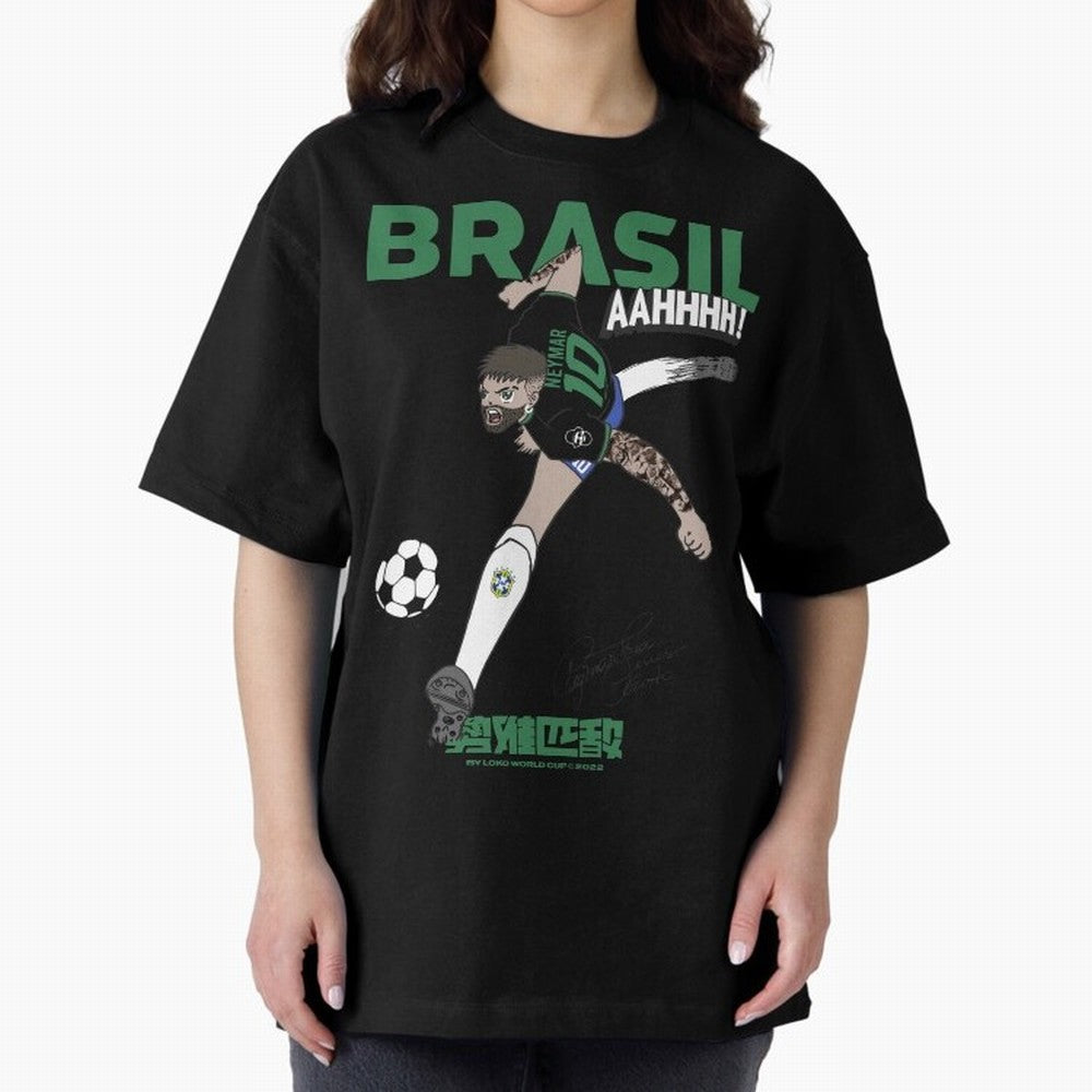 NEYMAR BRAZIL Oversized T-Shirt Celebrate Fan Culture around the FIFA World Cup 2026 Journey through Cristiano Ronaldo Highlights, France and Portugal Pride, Championship Spirit, Famous Goals, Roaring Crowds and International Football Unity; Ideal