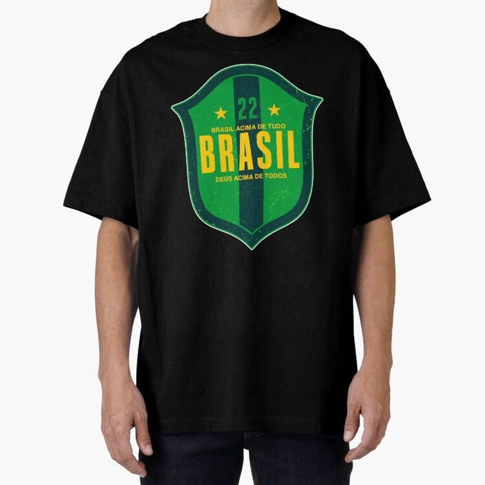 BRAS?O BRASIL 22 Oversized T-Shirt Support FIFA World Cup 2026 Group Stage Celebrating Messi and Cristiano Ronaldo, England and Germany Energy, Sports Nostalgia, International Competition, Famous Players and Unforgettable Victories; Perfect for