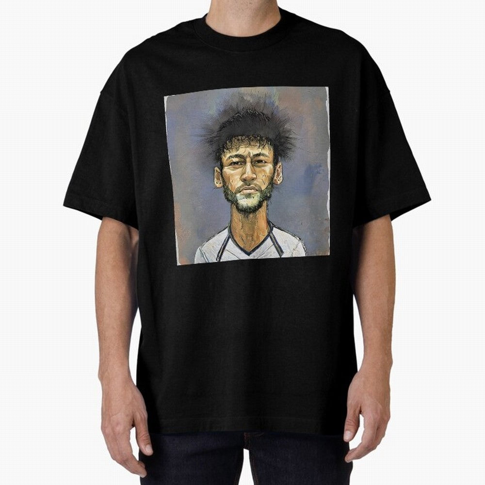 Portrait of neymar Oversized T-Shirt Honor Global Football Passion for FIFA World Cup 2026 USA Canada Mexico, Featuring Haaland and Mbappe, England, Football Festival Excitement, Trophy Ambitions, Country Rivalries and Star Player Buzz; Great for