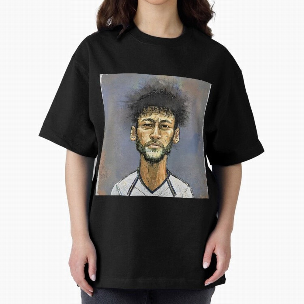 Portrait of neymar Oversized T-Shirt Honor Global Football Passion for FIFA World Cup 2026 USA Canada Mexico, Featuring Haaland and Mbappe, England, Football Festival Excitement, Trophy Ambitions, Country Rivalries and Star Player Buzz; Great for