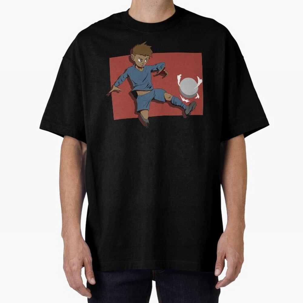 Footballer in action Oversized T-Shirt Carry National Pride through Global Football Passion for FIFA World Cup 2026, Centered on Messi, CR7 and Mbappe, Germany, Retro Football Energy, Iconic Rivalries, Trophy Chase Drama and Stadium Atmosphere;