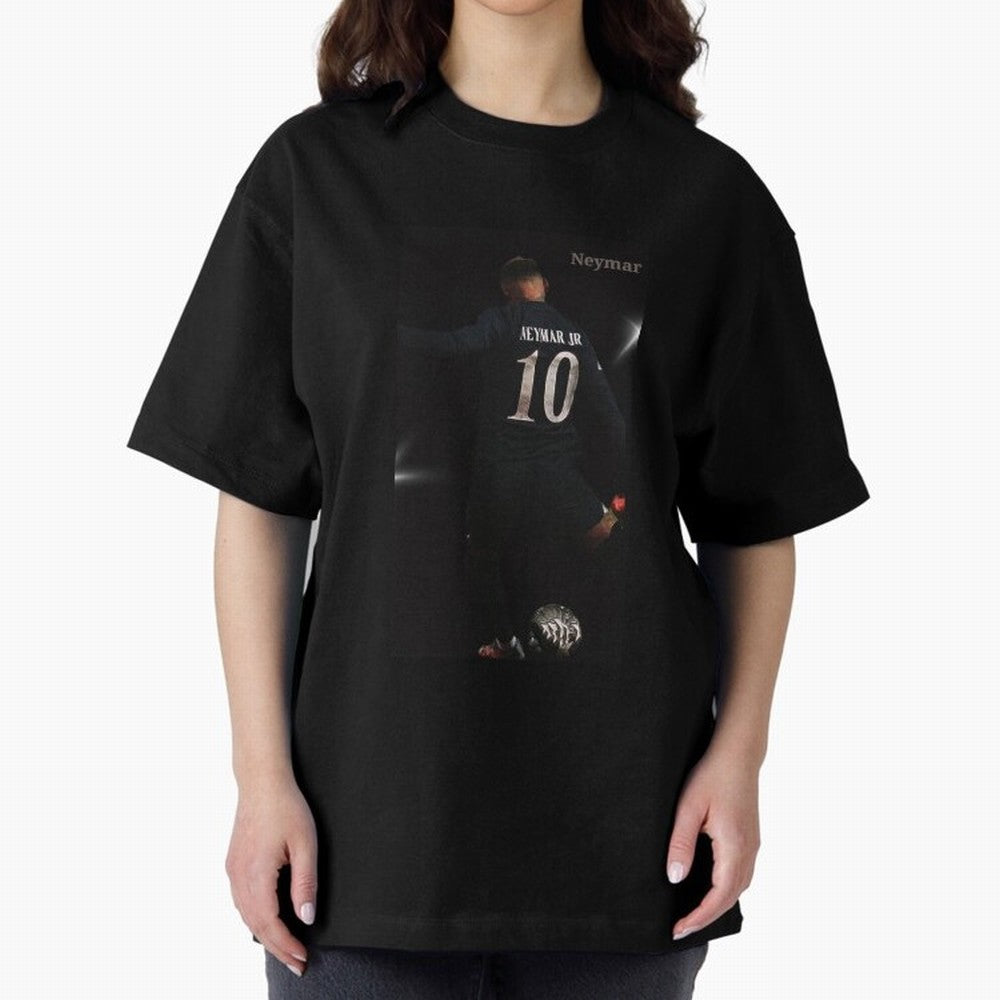 Neymar black version Oversized T-Shirt Capture Stadium Memories from Global Football Passion for FIFA World Cup 2026 Group Stage, Capturing Haaland and Mbappe, Brazil, Portugal and Argentina, Vintage Soccer Flavor, Modern Football Stars, National