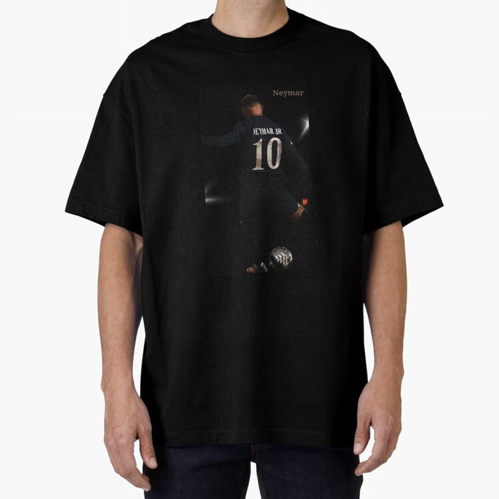 Neymar black version Oversized T-Shirt Capture Stadium Memories from Global Football Passion for FIFA World Cup 2026 Group Stage, Capturing Haaland and Mbappe, Brazil, Portugal and Argentina, Vintage Soccer Flavor, Modern Football Stars, National