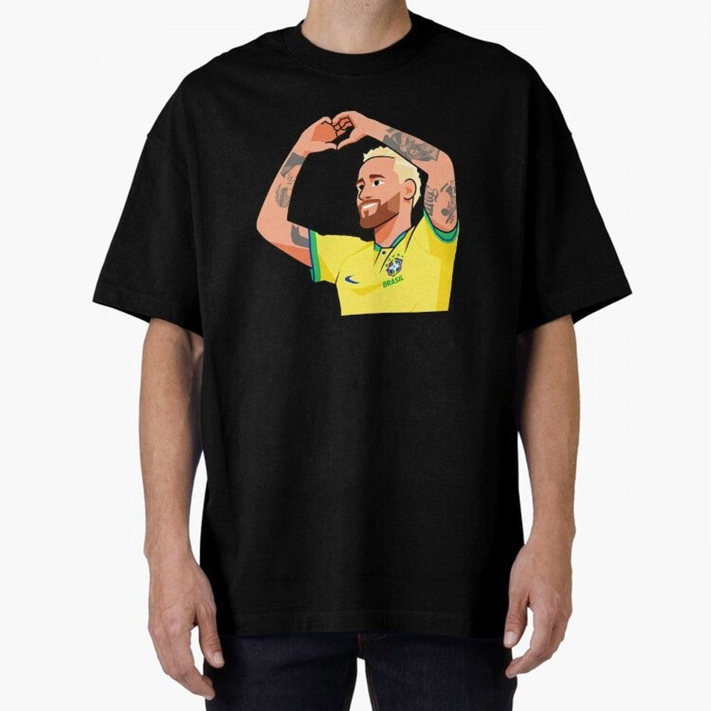 World Cup Neymar Oversized T-Shirt Bring International Match Energy to FIFA World Cup 2026 for Fans of CR7 and Argentina, Bringing Vintage Soccer Flavor, Modern Football Stars, National Flags and Final Night Emotion; Created for Match Day Parties,