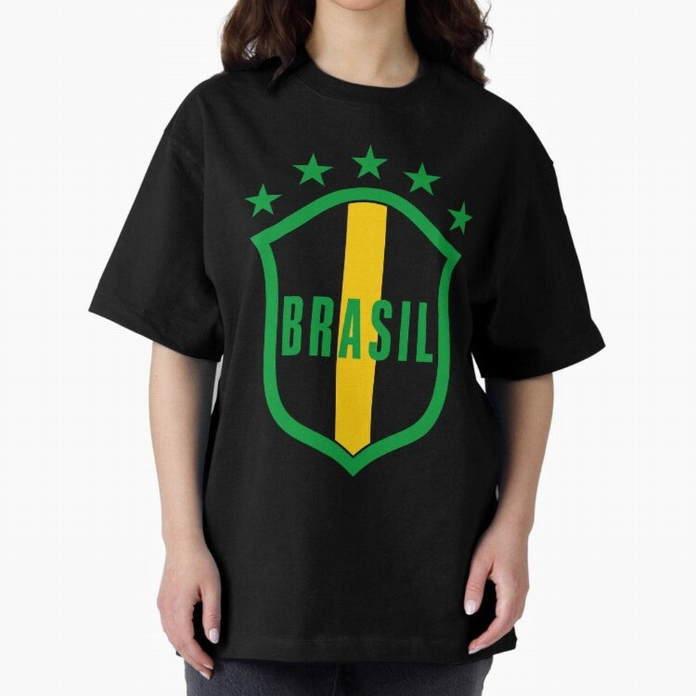 BRASIL LOGO 002 Oversized T-Shirt Bring International Match Energy to Global Football Passion for FIFA World Cup 2026 Group Stage, Driven by Neymar, Haaland and Cristiano Ronaldo, Germany, Tournament Hype, Historic Matchups, Family Viewing Parties