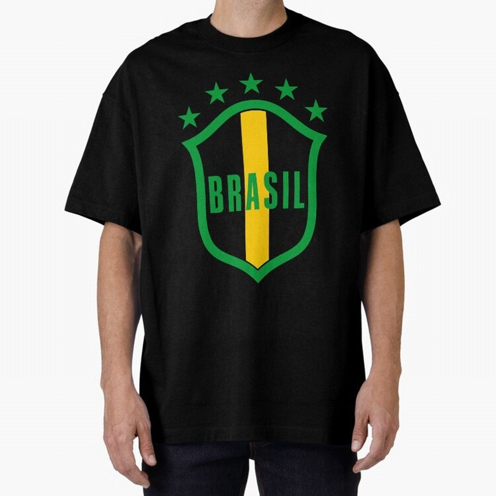 BRASIL LOGO 002 Oversized T-Shirt Bring International Match Energy to Global Football Passion for FIFA World Cup 2026 Group Stage, Driven by Neymar, Haaland and Cristiano Ronaldo, Germany, Tournament Hype, Historic Matchups, Family Viewing Parties