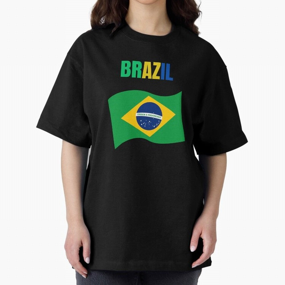 I love Brazil Oversized T-Shirt Back Your Heroes with FIFA World Cup 2026 Group Stage Highlighting Messi, CR7 and Mbappe, England Energy, Supporter Pride, Iconic Celebrations, Legendary Names and Global Match Day Energy; Ideal for Fans Who Follow