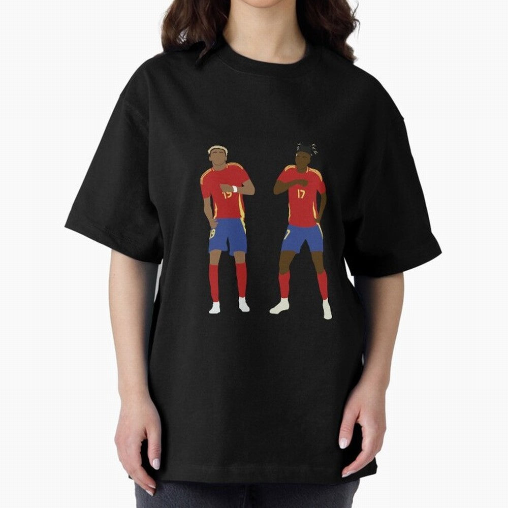 Yamal and Williams Dance Duo Oversized T-Shirt Support FIFA World Cup 2026 Group Stage Centered on Haaland and Mbappe, Spain and Netherlands Energy, Football Festival Excitement, Trophy Ambitions, Country Rivalries and Star Player Buzz; Ideal for
