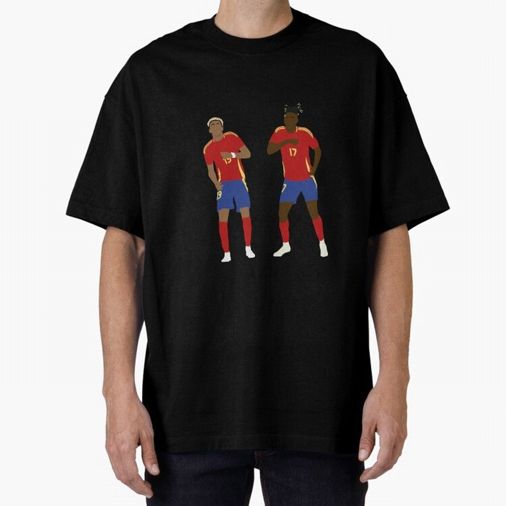 Yamal and Williams Dance Duo Oversized T-Shirt Support FIFA World Cup 2026 Group Stage Centered on Haaland and Mbappe, Spain and Netherlands Energy, Football Festival Excitement, Trophy Ambitions, Country Rivalries and Star Player Buzz; Ideal for