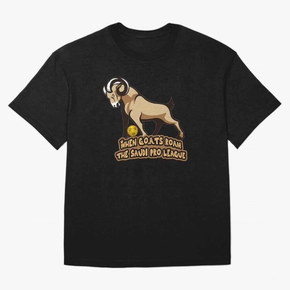 The G.O.A.T. Kings Roam the Saudi League Oversized T-Shirt Show Your Love for FIFA World Cup 2026 USA Canada Mexico for Fans of Messi and Cristiano Ronaldo and Germany, Bringing Sports Nostalgia, International Competition, Famous Players and