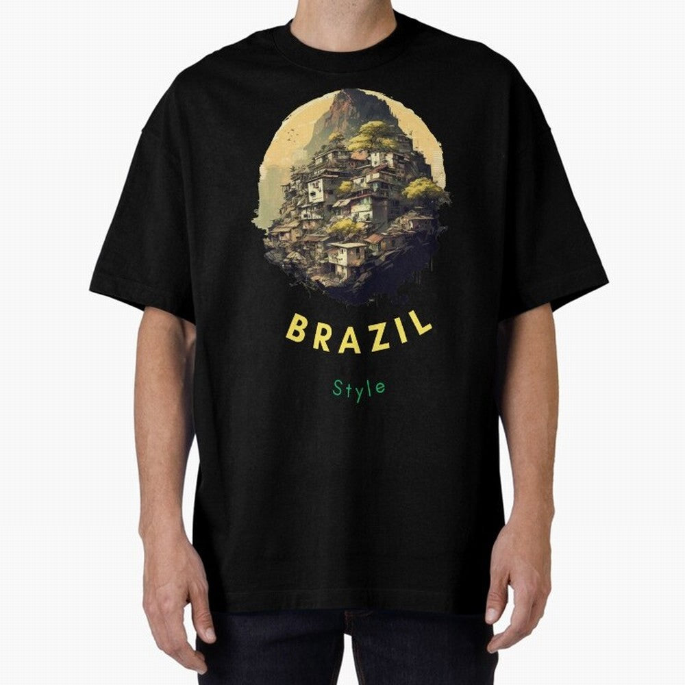 Brazil Style, Japanese Architecture Oversized T-Shirt Celebrate Football Dreams Across Match Day Hype around FIFA World Cup 2026, Haaland, Argentina and Brazil, Stadium Chants, National Pride, Trophy Dreams and Unforgettable Football Memories;