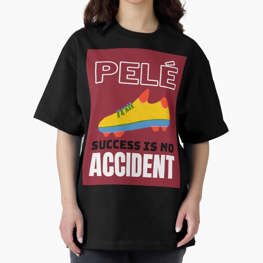 Pele Quote Success Is No Accident Graphic Classic T-Shirt Stand with Global Football Passion for FIFA World Cup 2026 Group Stage, Celebrating Cristiano Ronaldo, Portugal, Championship Spirit, Famous Goals, Roaring Crowds and International Football