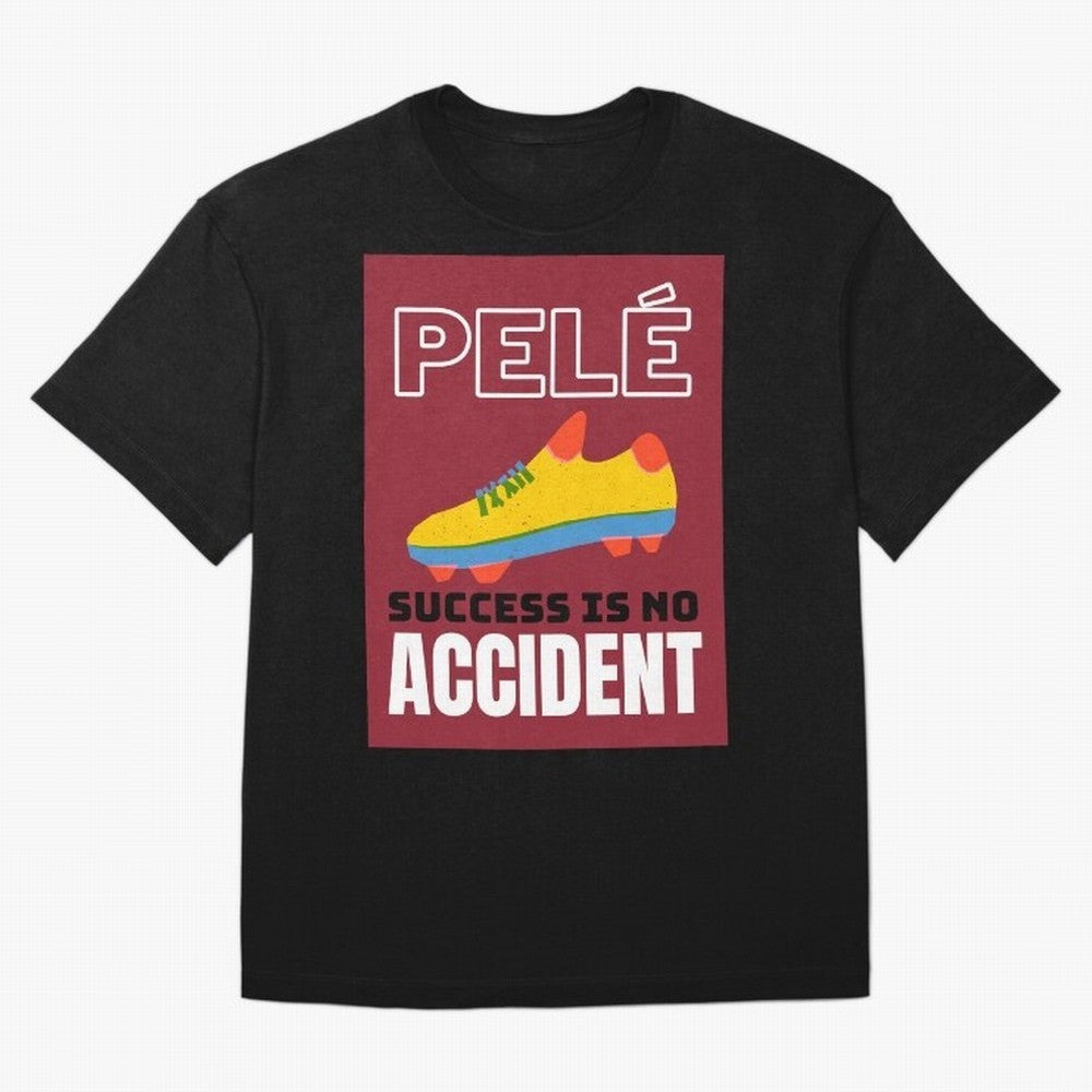 Pele Quote Success Is No Accident Graphic Classic T-Shirt Stand with Global Football Passion for FIFA World Cup 2026 Group Stage, Celebrating Cristiano Ronaldo, Portugal, Championship Spirit, Famous Goals, Roaring Crowds and International Football