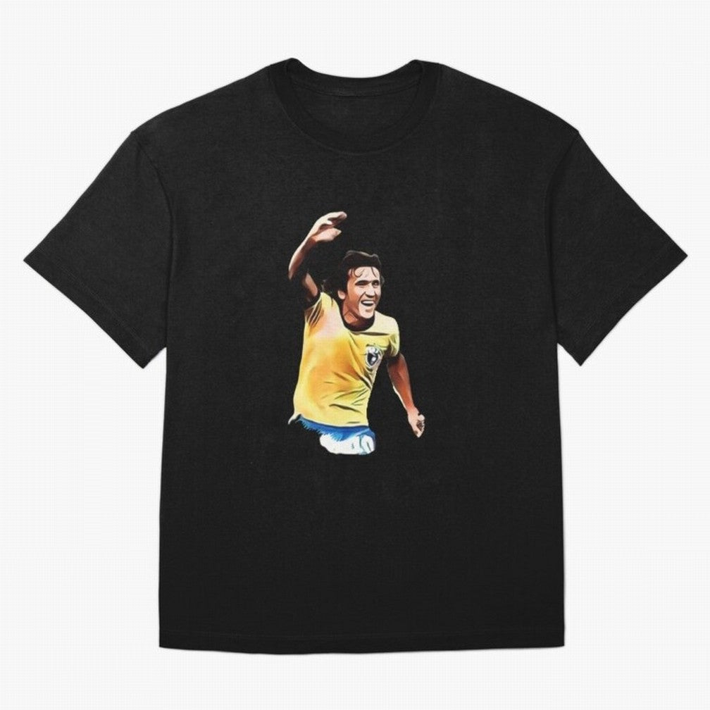 Legends of The Beautiful Game Cartoon Collection Legends Arthur Zico 2 Cartoon Artwork134 Oversized T-Shirt Embrace the FIFA World Cup 2026 Group Stage Journey through Cristiano Ronaldo, Haaland and CR7 Highlights, Brazil Pride, Championship
