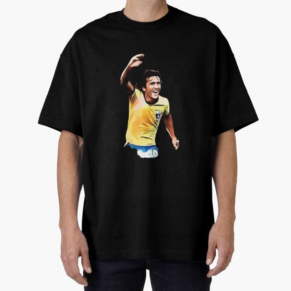 Legends of The Beautiful Game Cartoon Collection Legends Arthur Zico 2 Cartoon Artwork134 Oversized T-Shirt Embrace the FIFA World Cup 2026 Group Stage Journey through Cristiano Ronaldo, Haaland and CR7 Highlights, Brazil Pride, Championship