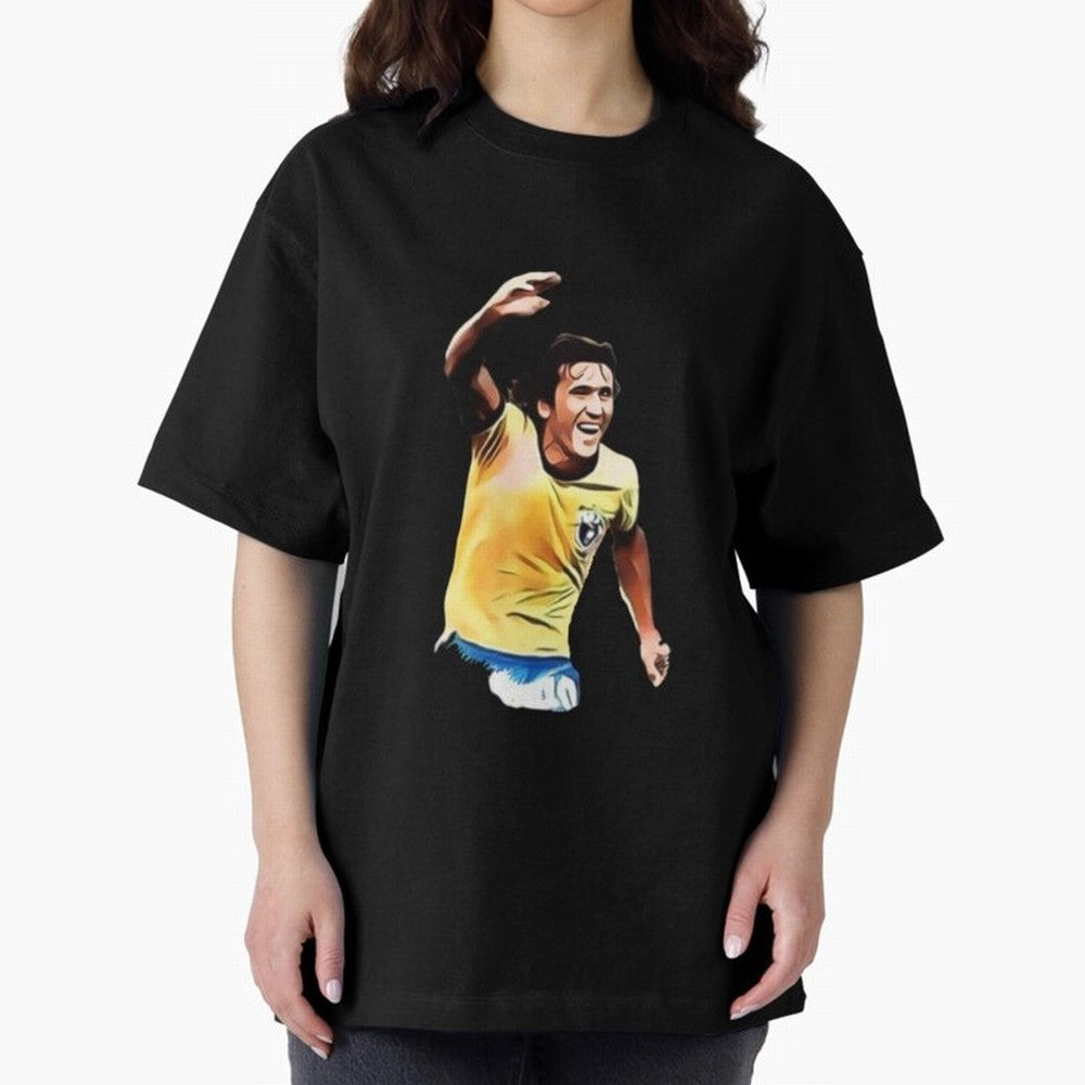 Legends of The Beautiful Game Cartoon Collection Legends Arthur Zico 2 Cartoon Artwork134 Oversized T-Shirt Embrace the FIFA World Cup 2026 Group Stage Journey through Cristiano Ronaldo, Haaland and CR7 Highlights, Brazil Pride, Championship