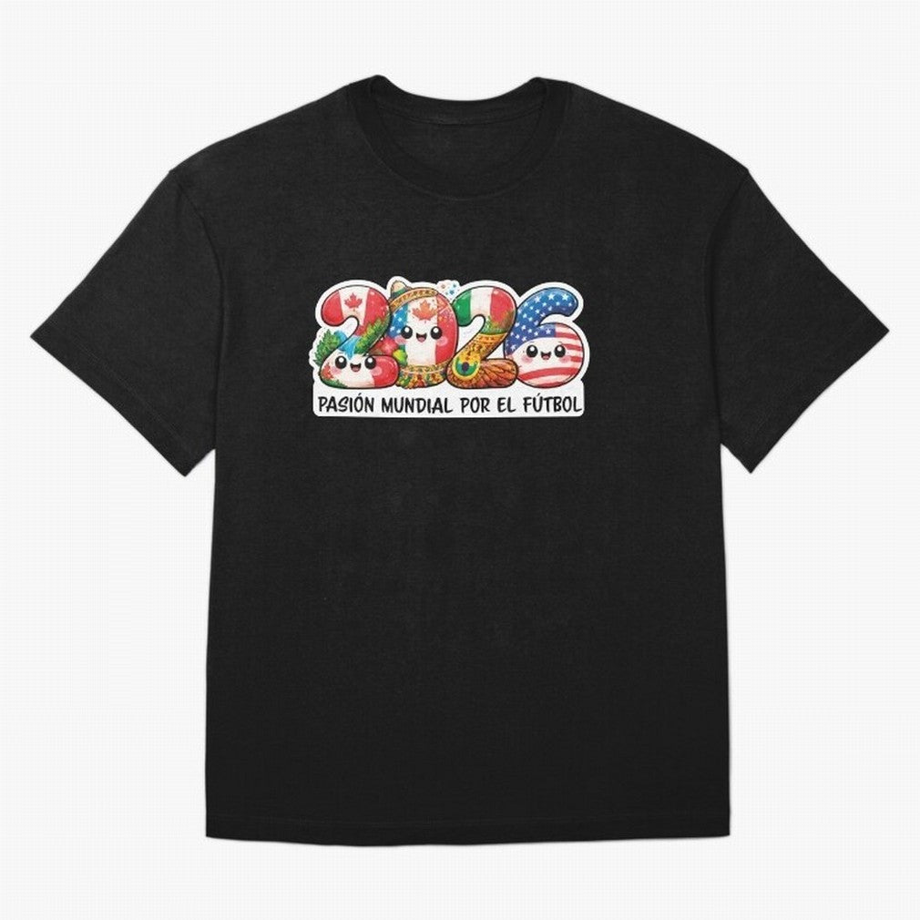 World Football Passion 2026 Classic T-Shirt Celebrate the Magic of FIFA World Cup 2026 USA Canada Mexico for Fans of Messi, Neymar and Mbappe and Argentina, France and Brazil, Bringing Vintage Soccer Flavor, Modern Football Stars, National Flags