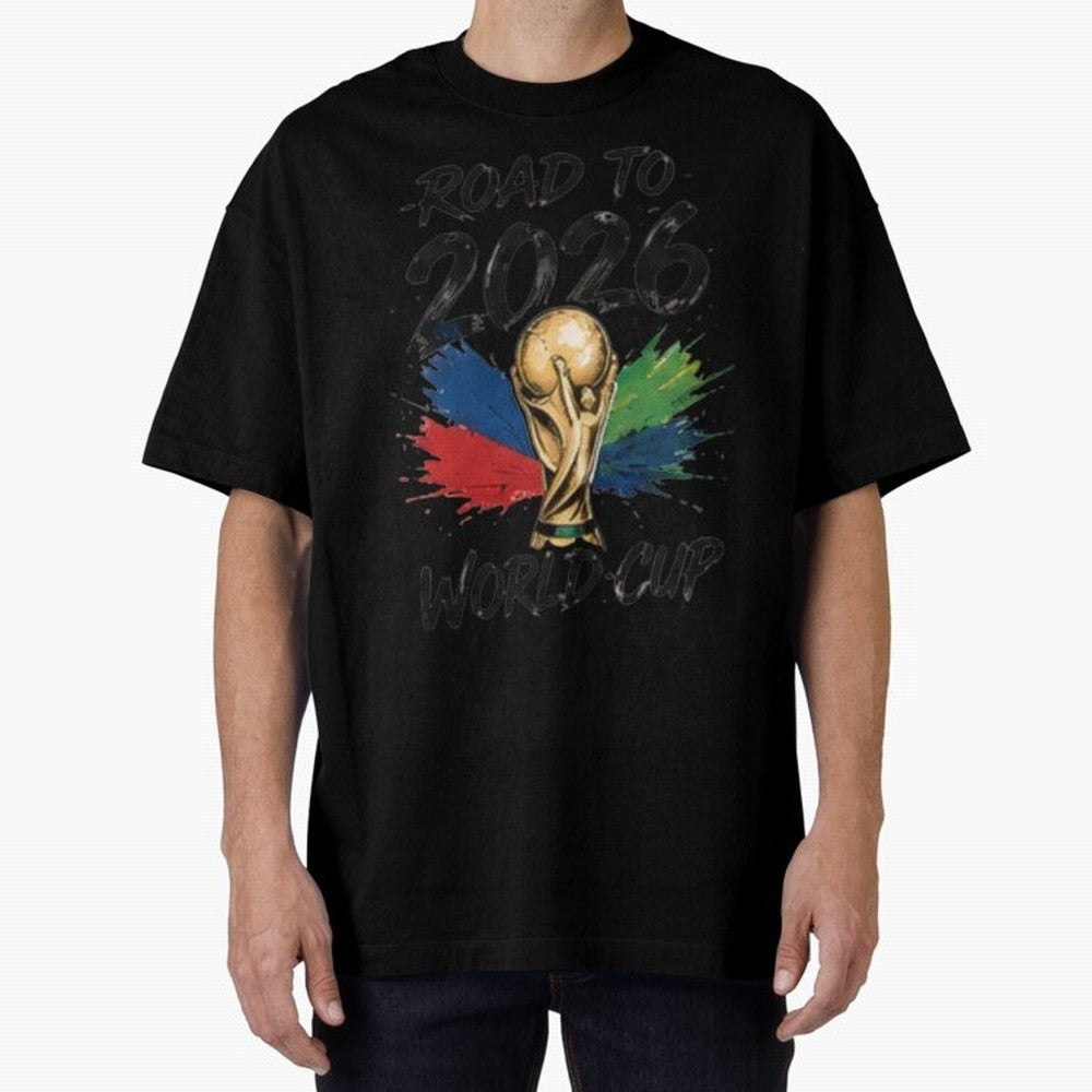 Road To 2026 World Cup Football Graphic Tee Classic T-Shirt Represent Fans Who Live for Match Day Hype around FIFA World Cup 2026 Group Stage, Mbappe, Portugal, Football Passion, Legendary Performances, Festival Vibes and Supporter Community; Great