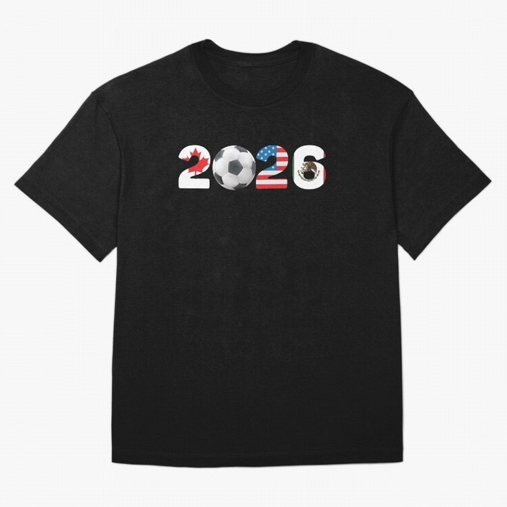 2026 North America Football Massive Event Soccer Ball Classic T-Shirt Refresh FIFA World Cup 2026 USA Canada Mexico Spirit, Celebrating Brazil, Messi, Vintage Soccer Flavor, Modern Football Stars, National Flags and Final Night Emotion; Perfect for