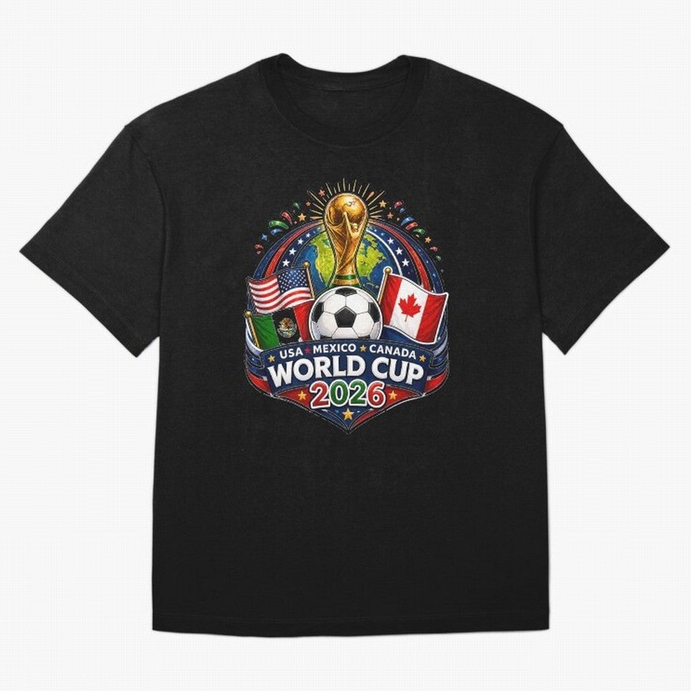 World Cup 2026 Sticker ¨C USA Mexico Canada Football Trophy Design Classic T-Shirt Cheer through Every Moment of Global Football Passion for FIFA World Cup 2026 Group Stage, Centered on Messi and Cristiano Ronaldo, Spain and Netherlands, Global