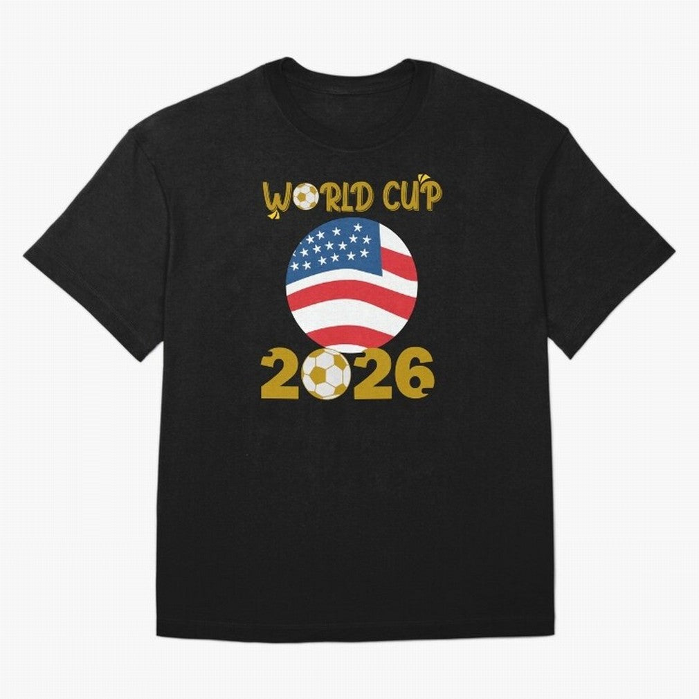 World Cup 2026 USA Soccer Design ¨C Football Fan Graphic T-Shirt Classic T-Shirt Celebrate the Road through FIFA World Cup 2026 Group Stage for Fans of Messi, Neymar and Mbappe and France, Bringing Global Supporter Spirit, Legendary Goals, National