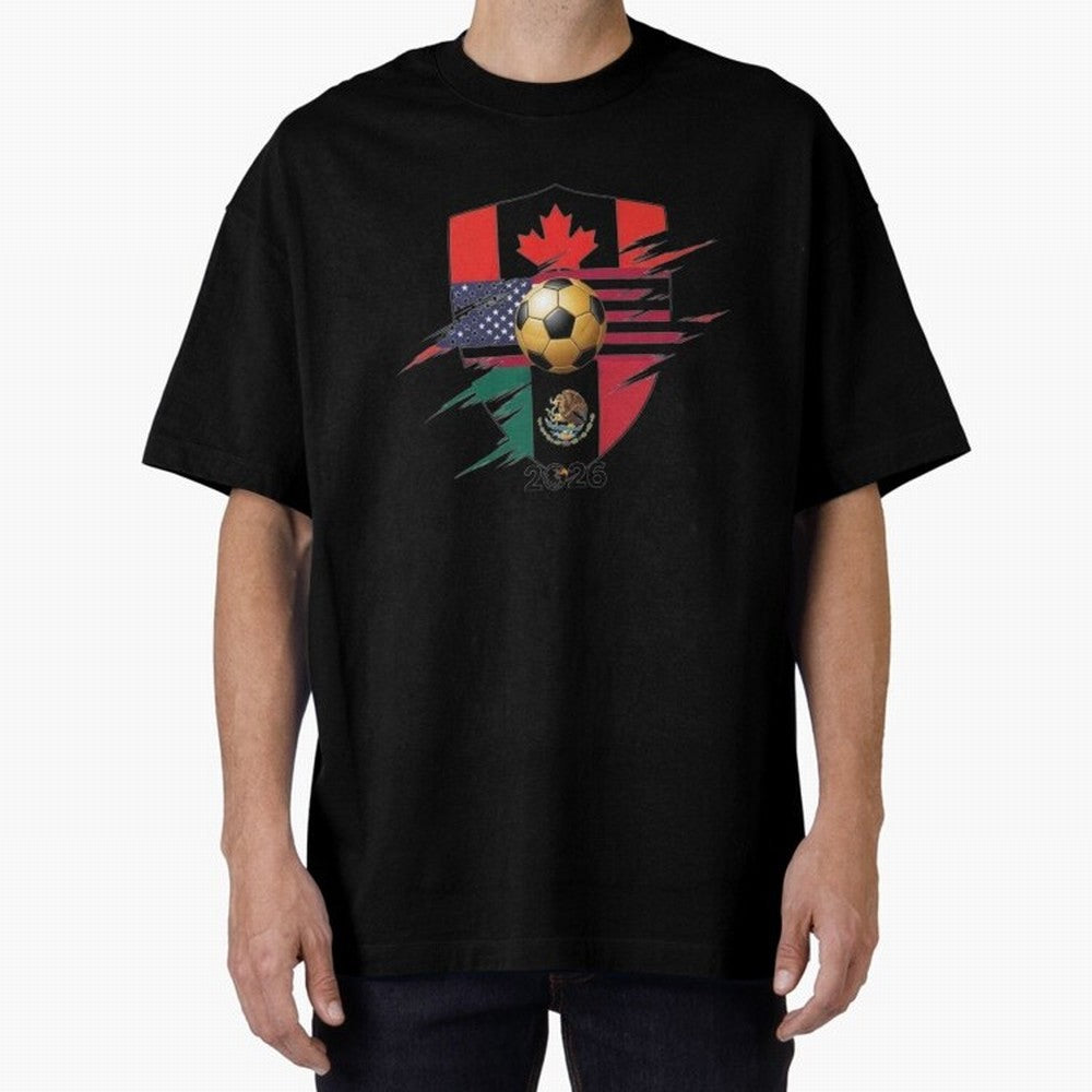 Golden Soccer Ball 2026 Host Nations Emblem Classic T-Shirt Carry the Colors and Pride of FIFA World Cup 2026 for Fans of Messi, CR7 and Mbappe and England and Germany, Bringing Game Day Rituals, Football Legends, Country Pride and the Road to the